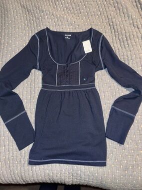 Hollister Pintuck Henley Babydoll Top (size medium)